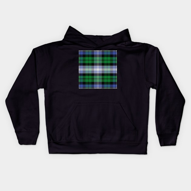 Scottish tartan Black Watch, black, white, blue, green Kids Hoodie by kavalenkava